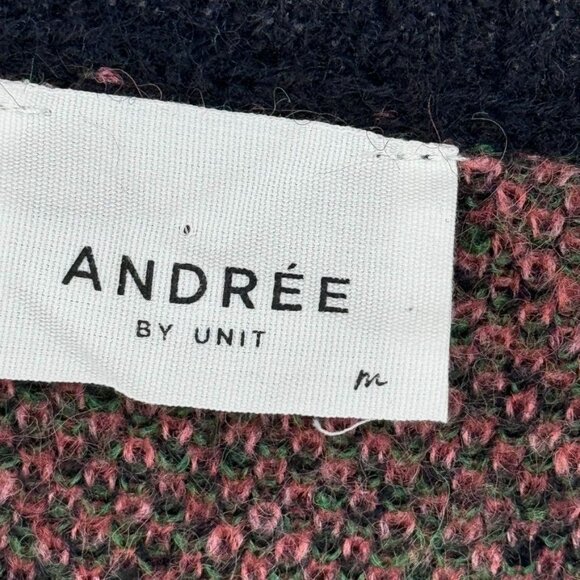 Andree By Unit Floral Sweater Black Flowers Size Medium oversized wool blend - Picture 3 of 12